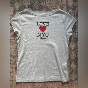 Abercrombie Kids Gray Tee with Red Heart NYC Graphic
